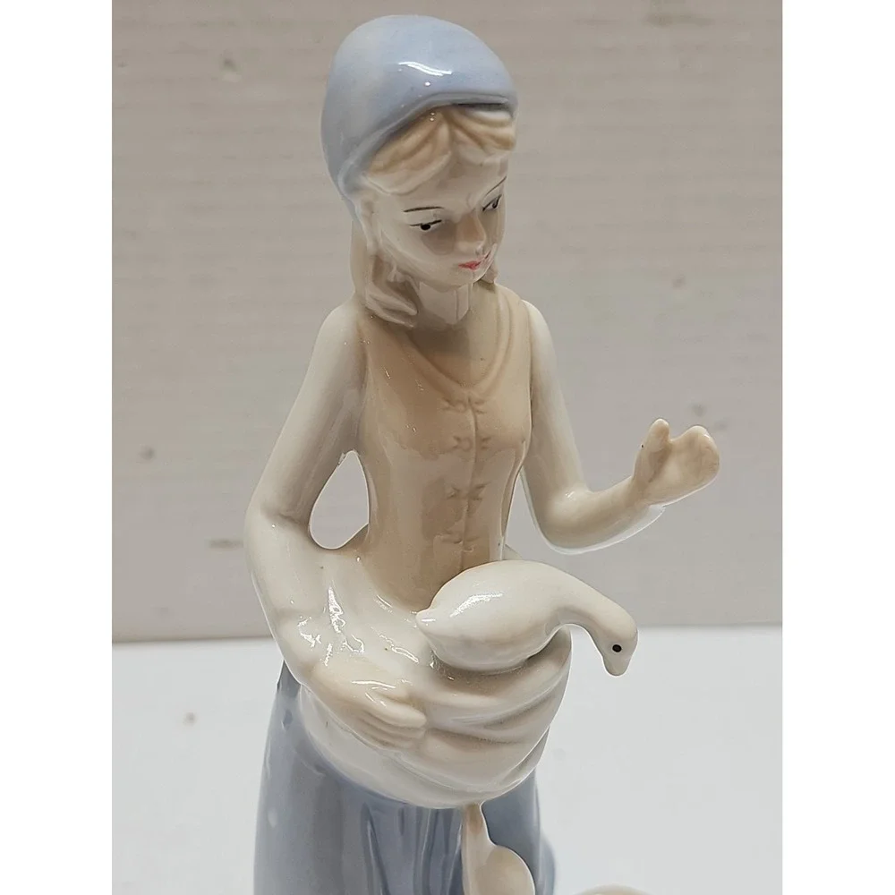 Porcelain Girl with goose‎ Shepherdess collectible figurine vintage